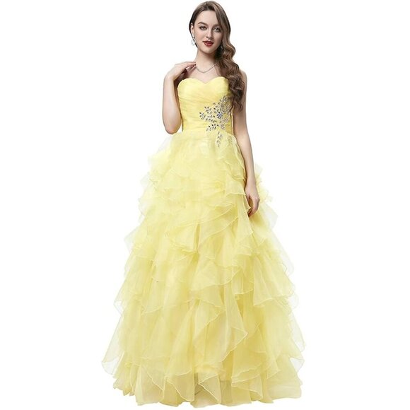 GRACE KARIN A Line Bridesmaid Dresses Long Prom Gown Size 8 Yellow - Picture 11 of 12